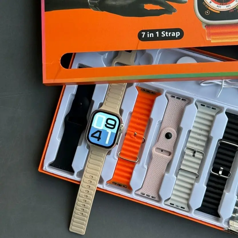 Ultra 2 Smart Watch Bluetooth Calling,7 Interchangeable Straps,Wireless Charger Smartwatch (Black, Blue, Orange, Multi Strap, 1.52 inch)