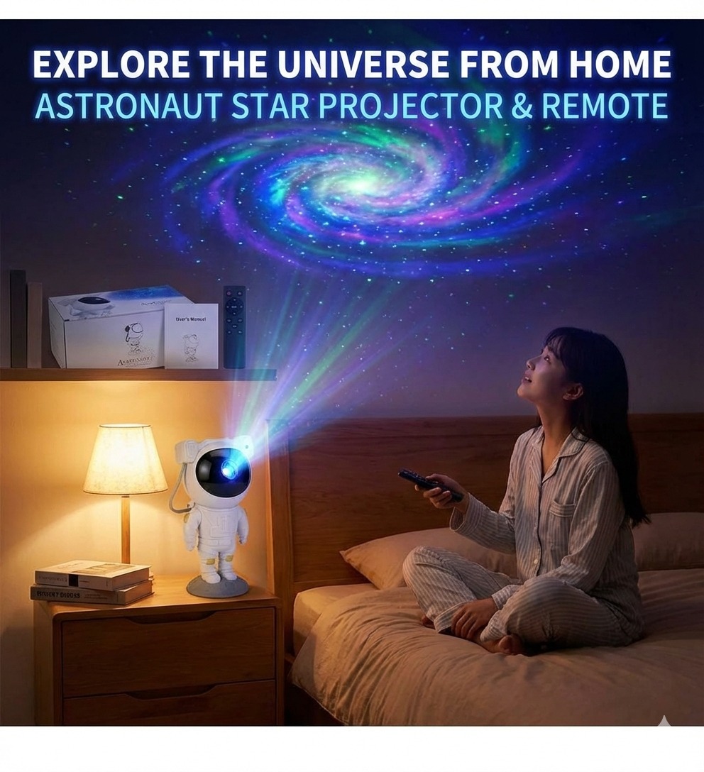Astronaut Starry Night Projector – Galaxy Light Projector with Remote & Timer