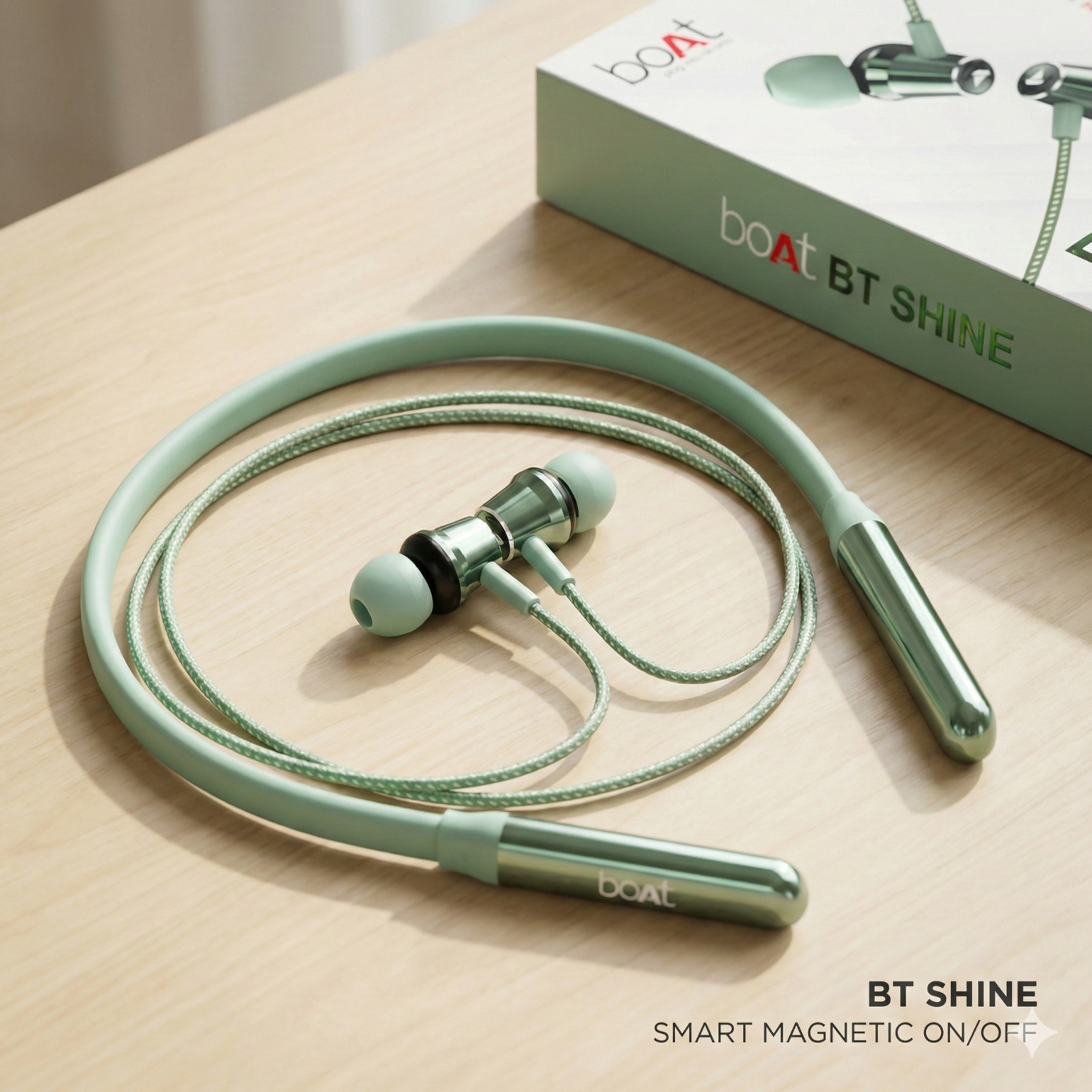 boAt BT Shine – Wireless Neckband with Smart Magnetic On/Off & Voice Changer