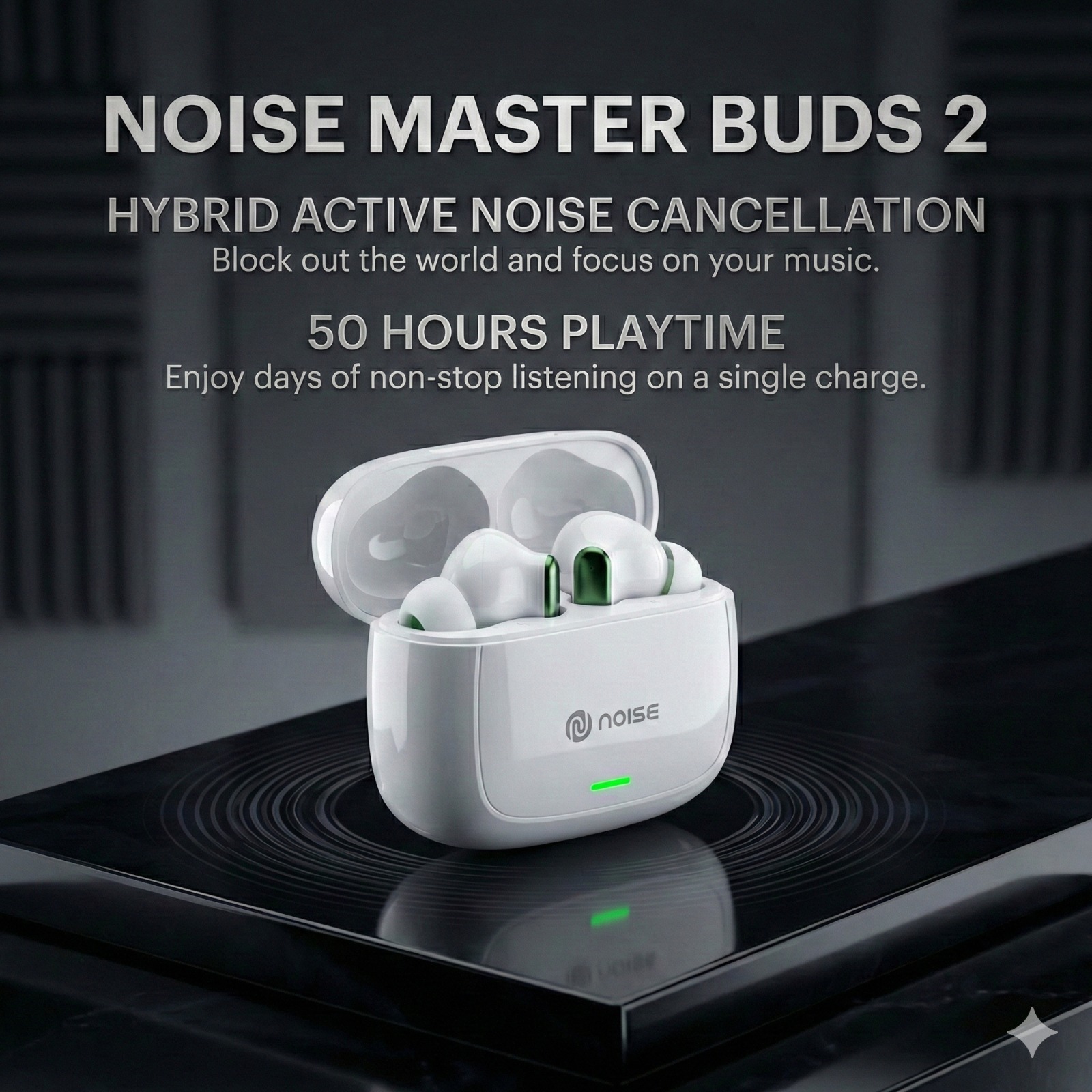 Noise Master Buds 2 – Truly Wireless Earbuds with Hybrid Active Noise Cancellation & 50H Playtime