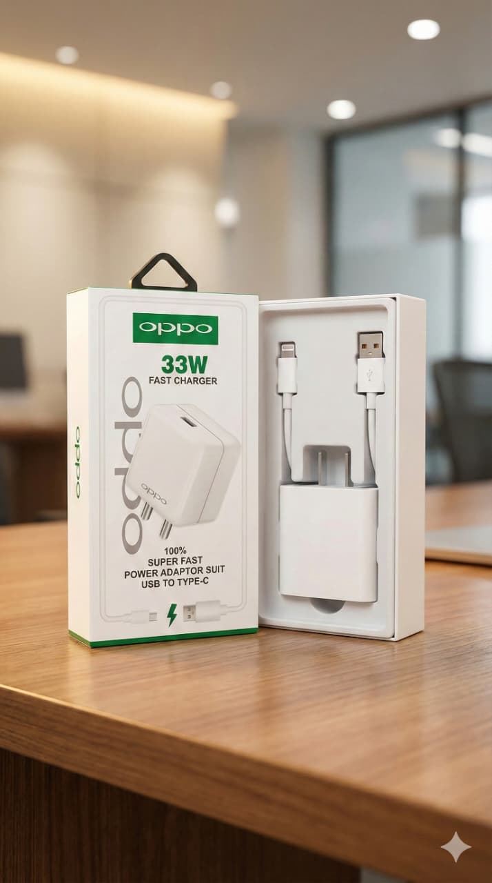 OPPO 33W SuperVOOC Fast Charger | Rapid Charging Adapter with USB Cable