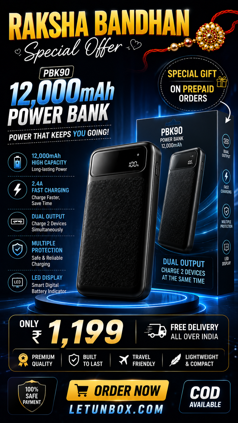 12000mAh Fast Charging Power Bank