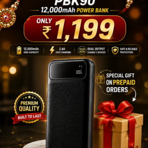 PBK90 12000mAh Power Bank with LED Digital Display | Fast Charging | Dual Output | Portable Power Bank
